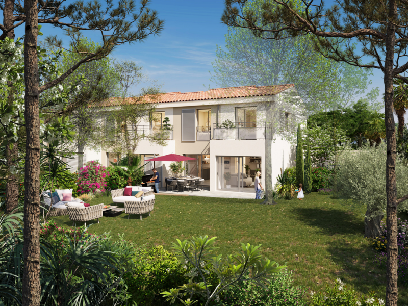 Appartement neuf résidence Eden du Cap : T3 de 65m² avec grand jardin, terrasse et parking privatif, en programme neuf à Toulon Cap brun, proche de la mer et du centre 