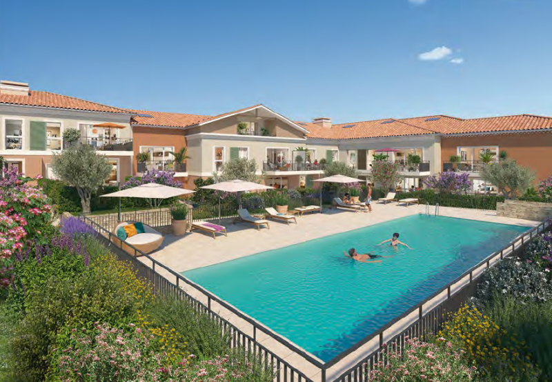 Appartement neuf résidence Ensoleilla : Grand et lumineux T3 de 63,21m², expo sud, parking et grand balcon. En programme neuf dans le secteur de Cogolin  