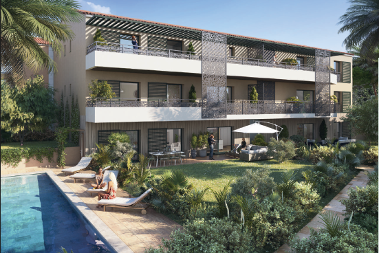 Appartement neuf résidence Serenity : Somptueux T3 de 73m² dans résidence prestige, piscine, parking privatif, en programme neuf au cœur de Saint-Tropez  