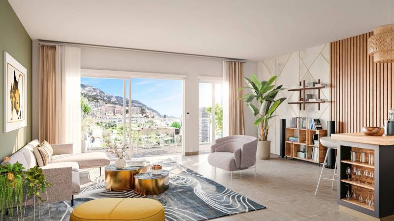 Appartement neuf résidence Villa 33 : Superbe T3 avec grande terrasse pour profiter de la mer en face de la résidence, programme neuf à Beausoleil, tout proche de Monaco  